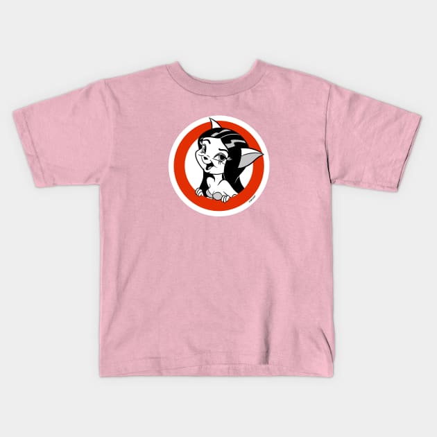 Animated Cat Girl Retro 30s Cartoon Rubber Hose Style Kids T-Shirt by Skull Island Productions